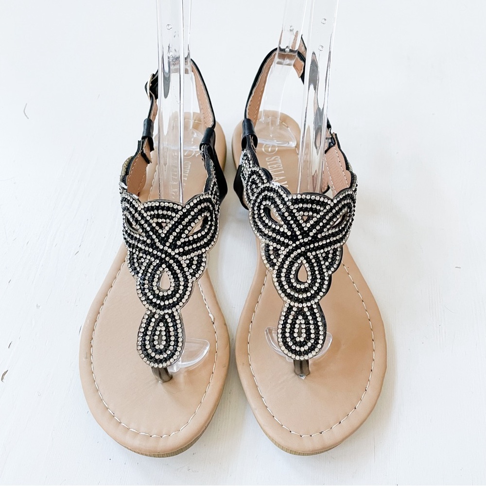 Stella Maden Black Embellished Sandals B8065